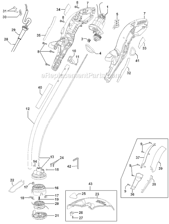 Page A Diagram and Parts List for GH1000 Type 1 Black and Decker Trimmer